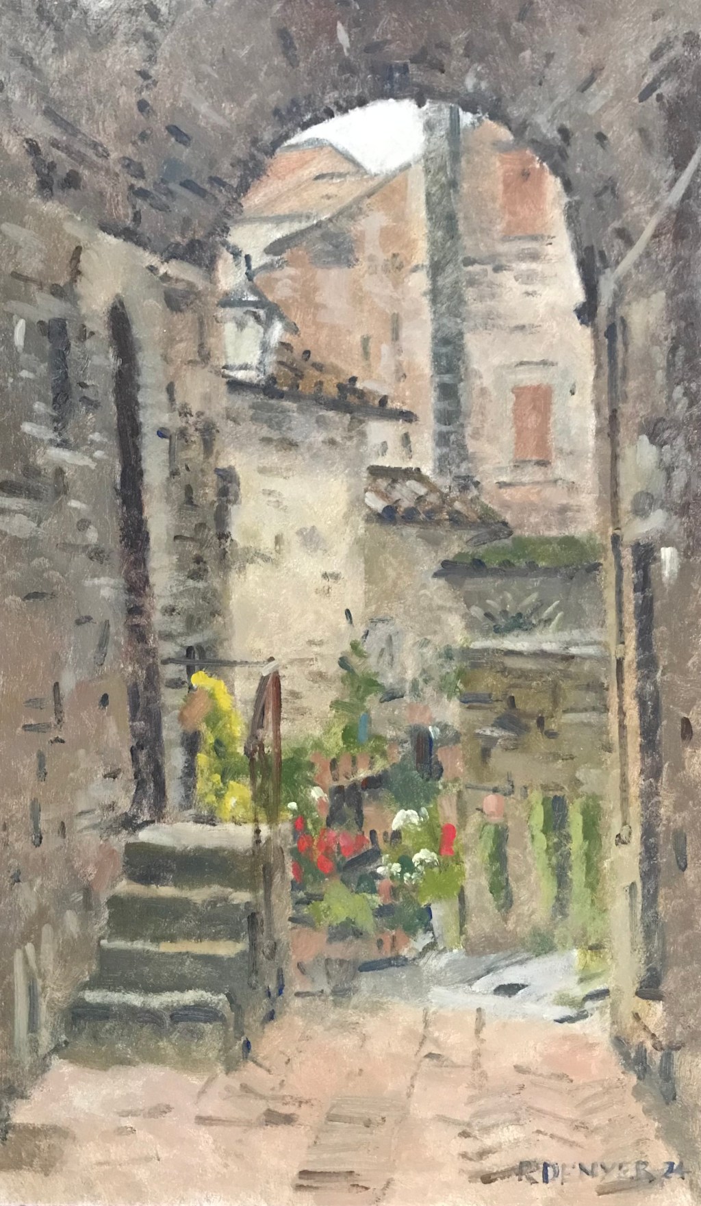 Painting Anghiari’s Scenic Loggia: Inspired by Paolo’s Tales | Original oil painting by Rupert&nbsp;Denyer